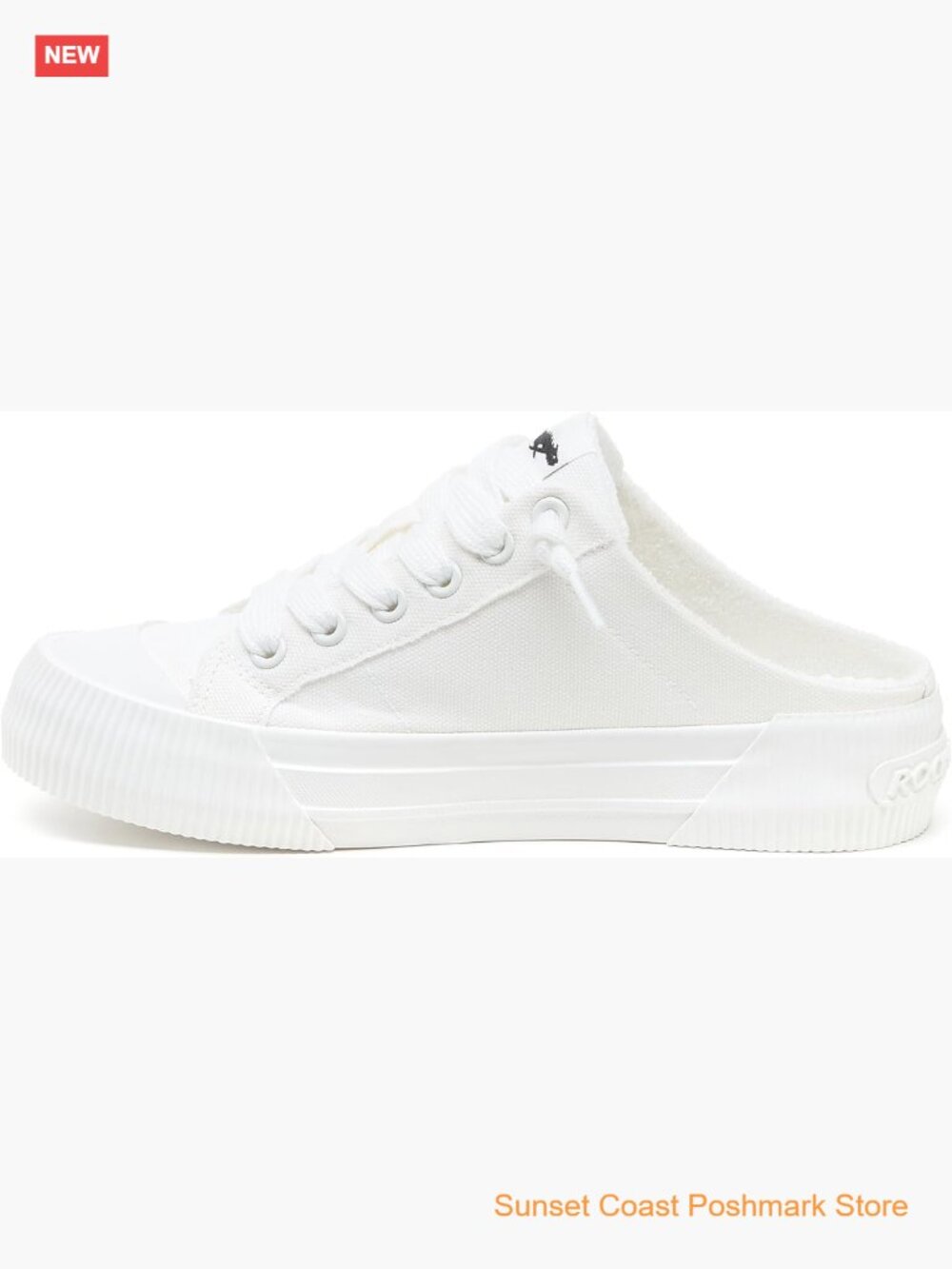 White Canvas Mule Sneaker with Platform Sole Plush Foam Insole Pull-On Style